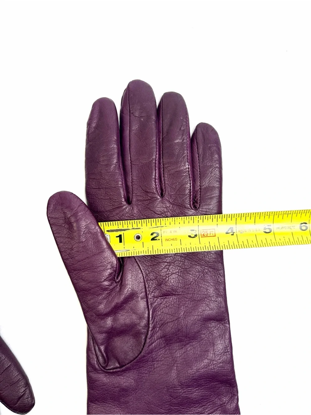 LORD & TAYLOR Purple Leather Gloves Cashmere Lining size 8